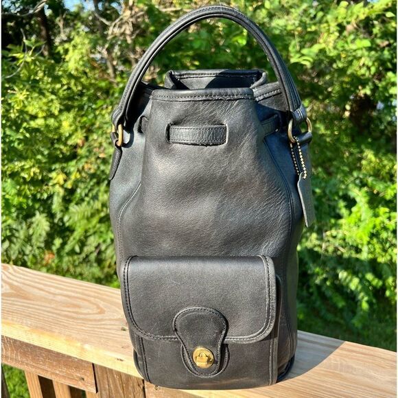 Vintage Coach Top Handle Backpack Bag Original Hang Tag Black 9992 Authentic - Picture 2 of 16